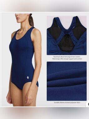 Baleaf Size (44), Blue, Women's Athletic Training Adjustable Strap 1pc Swimsuit